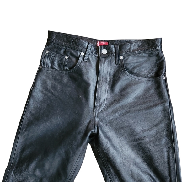 Levi's Lot 53 Black Leather Pants Roswell Collection Rare - Picture 2 of 16